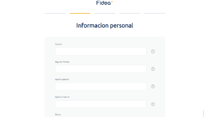 Formulario datos personales Fidea